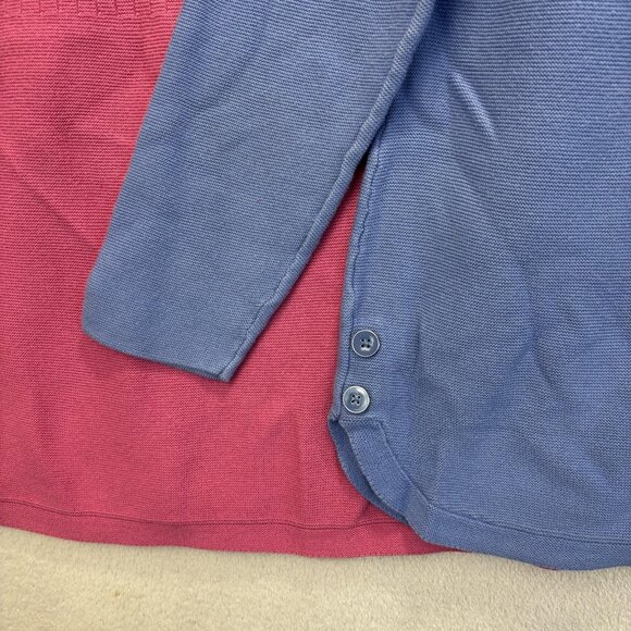 Lot of 2 Talbots Knit Sweater Womens Medium Blue Pink Button Hem Top Long Sleeve - Picture 9 of 16